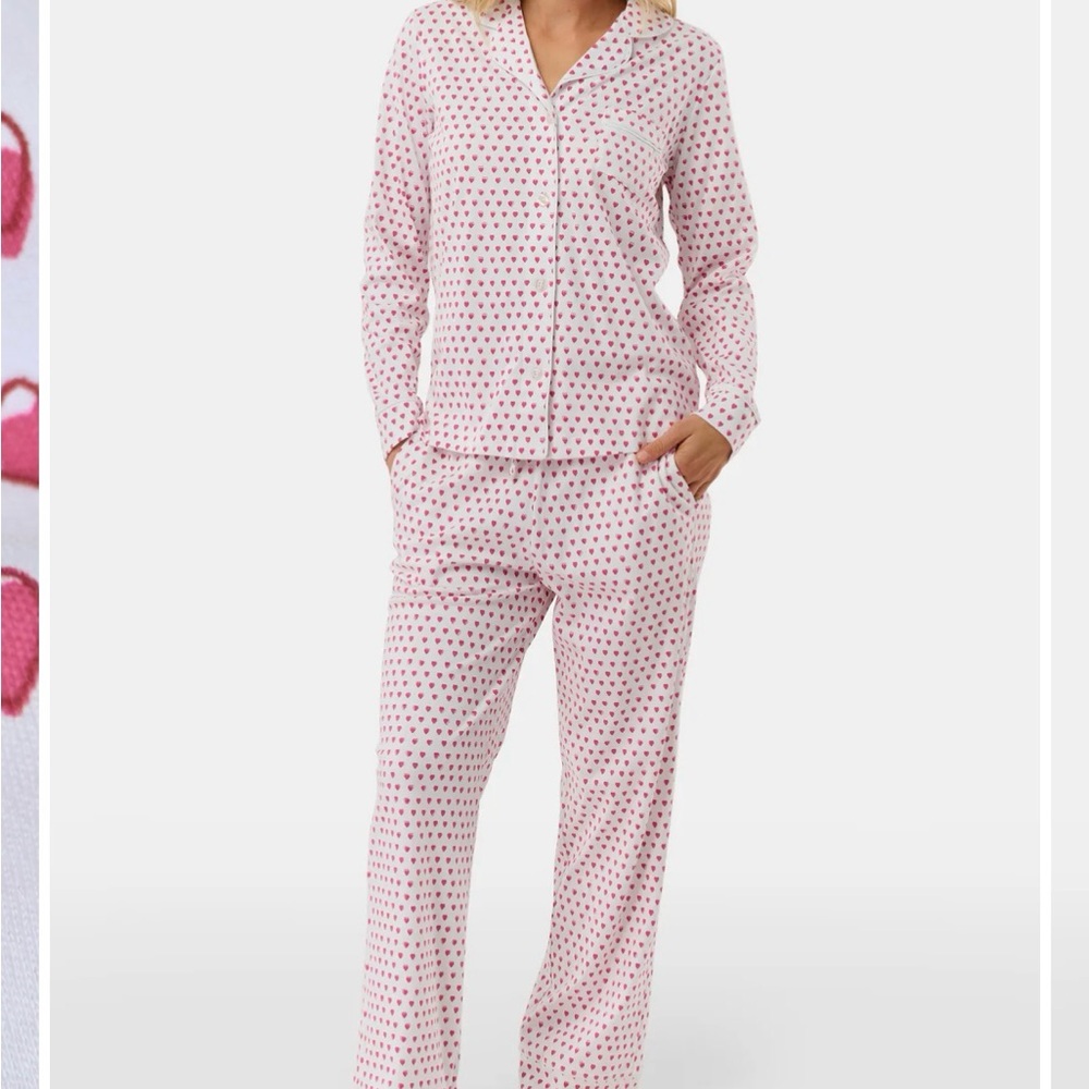 Roller Rabbit Hearts Long Sleeve Polo Pajamas Size XS